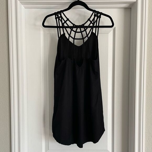 💠 RVCA Maris Black Strappy Cage Mini Shift Dress Size S - Picture 7 of 14
